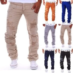 Hip Hop Brand Ripped Jeans Denim Men Jeans,male Famous Brand Men's Jeans Straight Trousers
