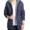 Jacket Men Thick Velvet Cotton Hooded Fur Jacket Men's Autumn Padded Knitted Casual Sweater Cardigan Coat Spring Outdoors Parka