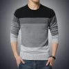 Korean Fashion Simple Autumn Male V-neck Long-sleeve Sweater Solid Color Slim Men's Clothing