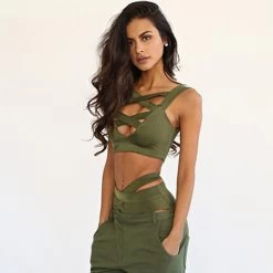 Two Pieces Set Swimwear Criss-cross Bikini Swimsuit