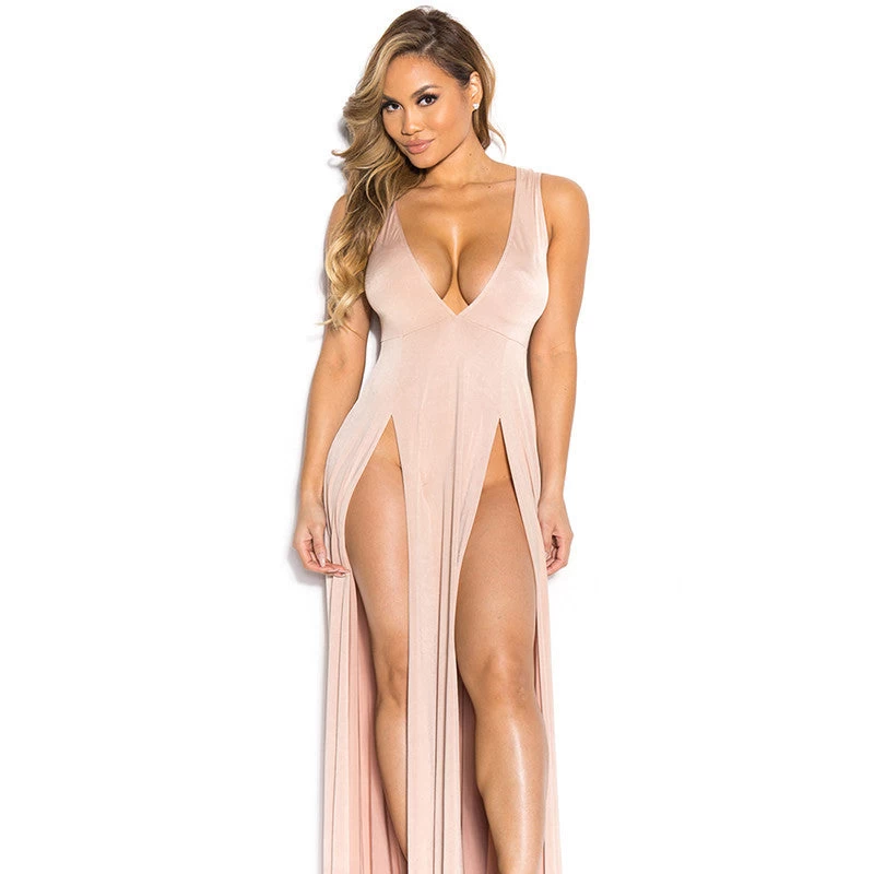 Backless Slit Sides Dress Deep V Plunge HOT STYLE - Gigi Hadid Style - Image 7