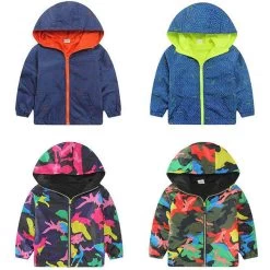 Hooded Boys Jackets Sport Camo Coats For Baby Boys Outerwears 1-8Y Children's Jackets Autumn Fluorescent Outdoor Windbreak SC142