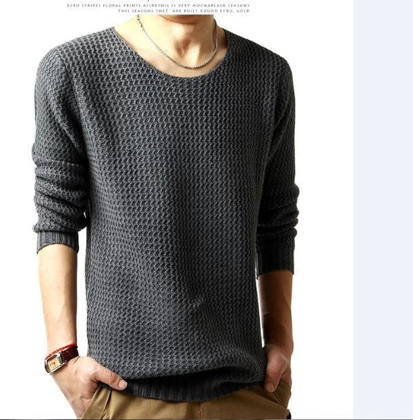 Relaxed-fit Sweater Pullover Male Winter Knitting Brand Long Sleeve With V-neck Fitted Sweater Jersey Size M-XXL