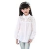 Children's Clothing Brand Cotton Peter Pan Collar Long-sleeve Shirt White Lace Decoration Girls Blouses