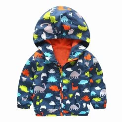 90-120cm Cute Dinosaur Spring Kids Jacket Boys Outerwear Coats Active Boy Windbreaker Cartoon Sport Suit For Children Kids