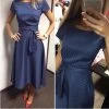 Casual A-Line Dot Women Popular Dress Short Sleeve O-Neck Knee-Length Dress Summer Style Sashes Clothes Plus Size