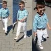 Boys Clothes Set Kids Loose-fitting Cotton Plaid Shirt+ Pants+ Belt 3 Pcs Minion Kids Clothing Set