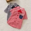 Boys Button-down Plaid Short Sleeve Shirts Tie Lapel Blouse Tops Age 0-3Y