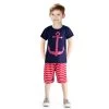 Summer Boys Clothes Sets Kids Clothes Short-Sleeve Cartoon T-Shirt + Striped Pant Boys Clothing Set CF101