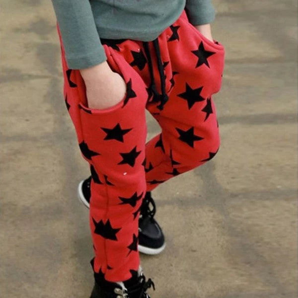 Fashion Toddler Boys Cotton Long Pants Stars Pattern Trousers Casual Bottoms