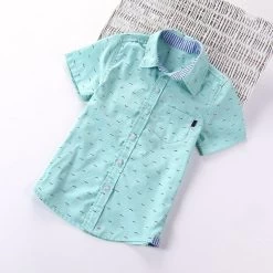 Children Boys Brand Fashion Kids Cotton Cloth Short-sleeved Shirts,Fit For 3-10 Years Kids Boys