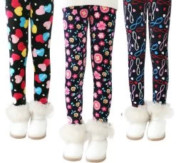 Plus Velvet Girl Kids Winter Pants Thickening Girls Leggings Cartoon For 24M-10Years Warm Girls' Trousers Children's Clothing