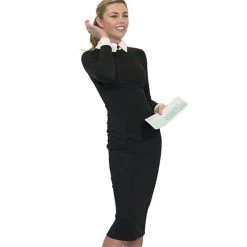 Career Women Autumn Turn-down Collar Fit Work Dress Vintage Elegant Business Office Pencil Bodycon Midi Dress 751