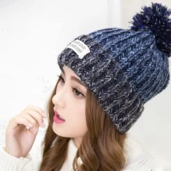 Fashion Woman's Warm Woolen Winter Hats Knitted Fur Cap For Woman Sooner State Letter Skullies & Beanies 6 Color Gorros