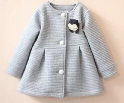 Spring Children Jackets Baby Little Penguin Single Breasted Child Coat Girl Outerwear Jackets For Girls Bow Girl Clothes