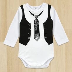 One-Pieces Baby Boy Gentleman Romper White Long Sleeve Baby Winter Overalls Next Baby Born Clothes Body
