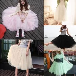 Fashion Women Princess Lace Fairy Style Multilayer Tulle Skirt Bouffant Long Skirts
