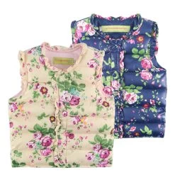 Winter Children Vest Floral Printed Girls Waistcoat 2-7 Years Kids Warm Down Coat Children Clothing Baby Girl Vest Outerwear