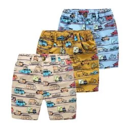 Casual Boys Print Shorts Kids Summer Clothes Cartoon Cars Elatisc Waist Pants For 2~7Y Boy Children Boys Beach Shorts CI030