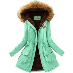 Fashion Autumn Warm Winter Fur Collar Coats Jackets For Women Women's Long Parka Plus Size Parka Hoodies