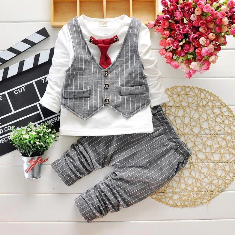 Fashion Baby Boy Clothes Sets Gentleman Suit Toddler Boys Clothing Set Long Sleeve Kids Boy Clothing Set Christmas Outfits