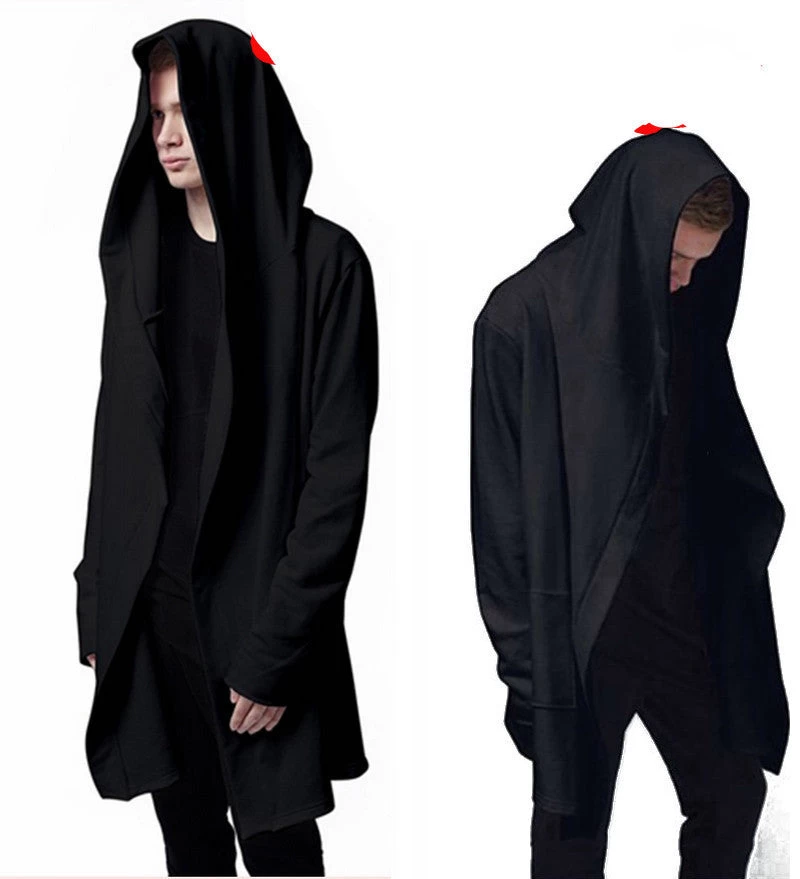 High Quality Casual Unisex Men's Hooded With Black Gown Hip Hop Hoodies And Sweatshirts Long Sleeves Jackets Women Cloak Coats