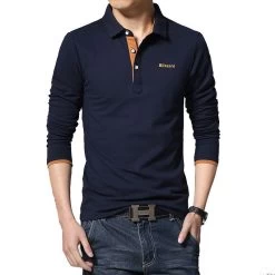 Casual Polo Shirt Men Fashion Letter Print Long-sleeve Men's Polos Arrival Fashion Brand Polo Shirts Man Slim Polos