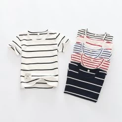 Summer Striped Kids T-shirts Baby Girls Short Sleeve Boys Tees Cotton Children Tshirts For Girl Child Kids T Shirts 2-12T
