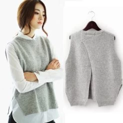 Spring Loose Big Yards Female Hedging Sweater Vest Sweater Vest Round Neck Wool Vest Waistcoat Jacket