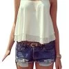 Summer Women Strap Tank Tops Sleeveless White Chiffon Casual T-shirt Vest Crop Tops