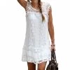 Fashion Summer Dress Casual Solid Sleeveless O-Neck Plus Size Loose Beach Lace Party Women Dresses Sexy Mini Vestidos