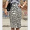 Women Bling Sequin Skirt Fashion Midi Skirt High Waist Bodycon One-Step Party Skirts For Women Plus Size