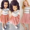 Fashion Patchwork Kids Girls Princess Flower Tutu Dress Party Cute Formal Striped Ball Dresses Clothing For 2 4 6 8 10 Years