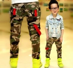 Autumn Teens Jeans For Boy Camouflage Baby Boys Jeans Pants Designer Kids Jean Children's Elastic Waist Denim Long Pant