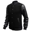 Casual Mens Coat Baseball Jackets PU Leather Sleeve Jacket Men Bomber Slim Fit