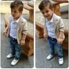 1-7 Years Boys Clothing Set Baby Boys Suit Set Children Jacket Coat + T-Shirts + Denim Pants 3pcs Sets Kids Clothes For Boys