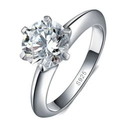 100% Solid Silver Ring Set 1 Carat Sona CZ Diamond Engagement Ring Real 925 Sterling Silver Rings For Women JZR121