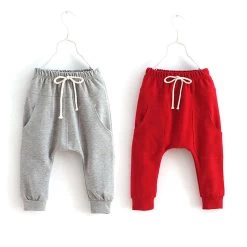 Toddler Child Jersey Harem Pants Baby Boy Bottoms Girl Elastic Trousers 2-7Y