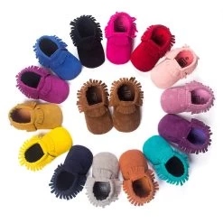 PU Suede Leather Born Baby Boy Girl Baby Moccasins Soft Moccs Shoes Bebe Fringe Soft Soled Non-slip Footwear Crib Shoe