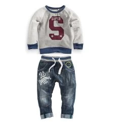 Children's Clothing Boys Clothes Long-sleeved Letter Hoodie Sweater + Jeans Two Sets Of Casual Clothes