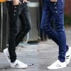 Fashion Teenagers Stretch Slim Fit Black And Blue Button Designers Casual Jeans Boys Hip Hop City Streetwear Men Pencil Pants
