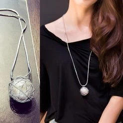 Silver Chain Modern Girl Long Necklace Women Pendants Fashion Jewelry