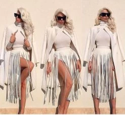 Hippie Boho Fringe Tassel Black Faux Leather Ladies Belt All Matching High Waist Fashion Women Long Belts