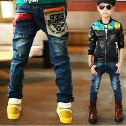 Children's Clothing Boys Jeans With Pocket Patchwork Style Good