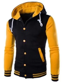 Autumn And Winter Even The Cap Baseball 8 Color Men's Slim Velour Hoodie