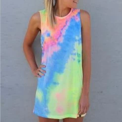 Watercolor Print Dresses Pencil Women Dress Big Sizes Cute Mini Summer Dresses Women Vestido Light Color Sundress