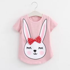 Baby T Shirts For Girls Cotton Short Sleeve Rabbit Cartoon Print Tees Spring Kids Cute Tops Girl T-shirt