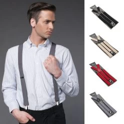 Fashion Women Men's Unisex Clip-on Braces Elastic Slim Suspender 1Inch Wide 36 Colors Y-Back Suspenders Male Pants Jeans Braces