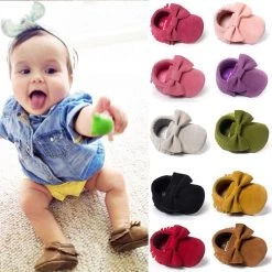 Cute Butterfly-knot Tassels Baby Moccasin Quality Infant Babies First Walkers Born Footwears Indoor Boots