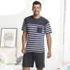Summer Pijama Classic Stripe Lounge Wear Short-sleeve Pants Male Pajama Set